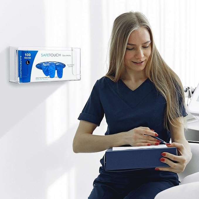 Abby Acrylic Glove Box Organizer, Wall-Mounted Dispenser, Floating Holder, Small Size (1 Box), 10.5" W x 5.0" H x 3.5" D (Mounting Hardware Included)
