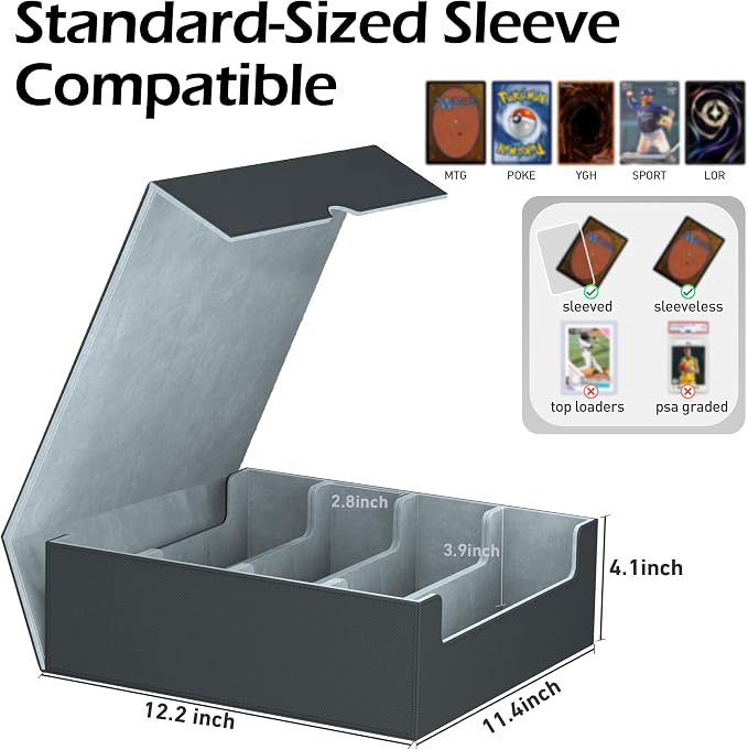 4-Row【3200+】 Trading Card Storage Box, Card Organizer Holder With 24 Dividers, Case Fit for Mtg Tcg Magic Commander Deck Playing Cards, Deck Box for Sport Card