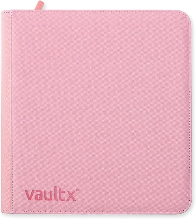 Vault X 12 Pocket Zip Binder, 480 Cards, Exo-Tec Material, 20 Side-Loading Pages (Pink)