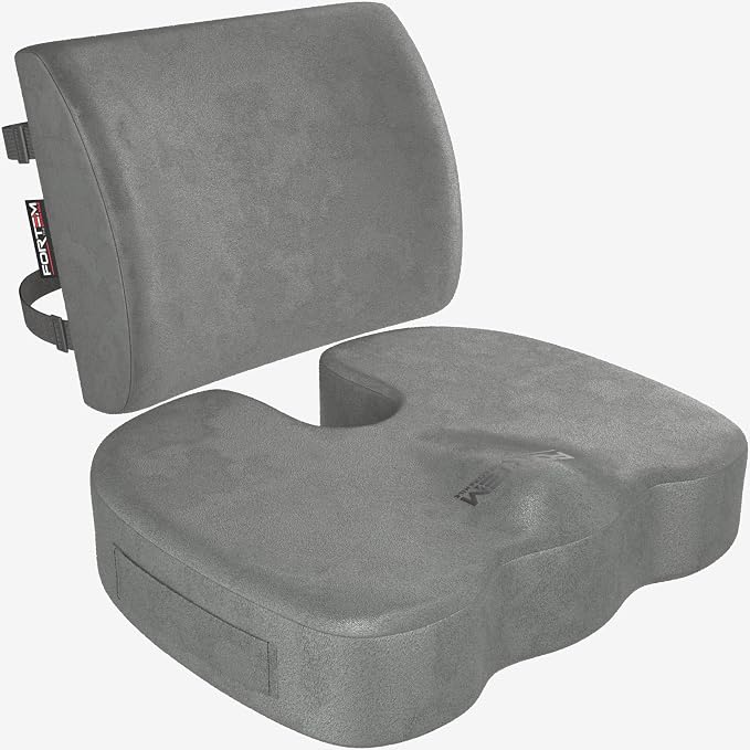 FORTEM Seat Cushion, Office Chair Cushion, Lumbar Support Pillow for Office Chair, Memory Foam Car Seat Cushions, Sciatica Coccyx Tailbone Pain Relief, Cushions for Back Support, Washable, Non Slip XL