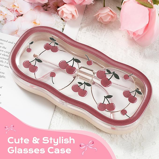 MoKo Glasses Case Hard Shell, Cute Eyeglass Case for Reading Glasses, Clear Eyeglasses Case for Women Girls