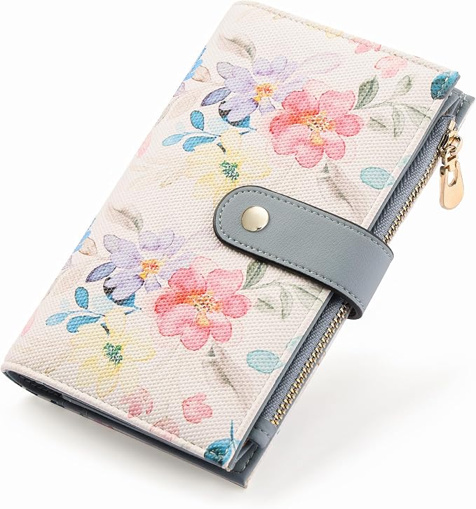 yiijay Womens Wallet RFID Blocking Vegan Leather Trifold Clutch Credit Card Holder Ladies Travel Wallet Purse with Pen Holder