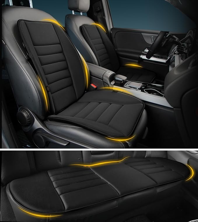 kingphenix 5-Piece Car Seat Cushion Set with Back Support | Full Back Support Pillow and Seat Cushion for Long Driving, Road Trips, Truck, Van, SUV, Black