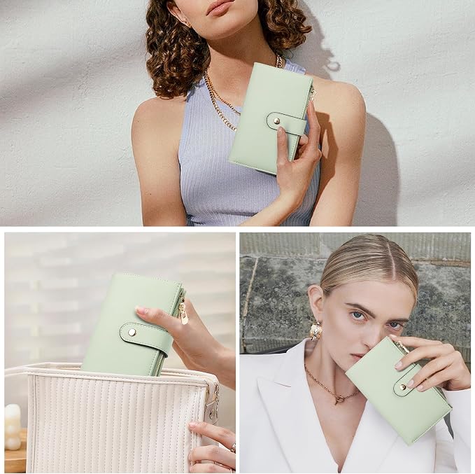 yiijay Wallets for Women RFID Blocking Leather Trifold Clutch Wallet Credit Card Holder Ladies Travel Wallet Purse with Passport/Pen Holder