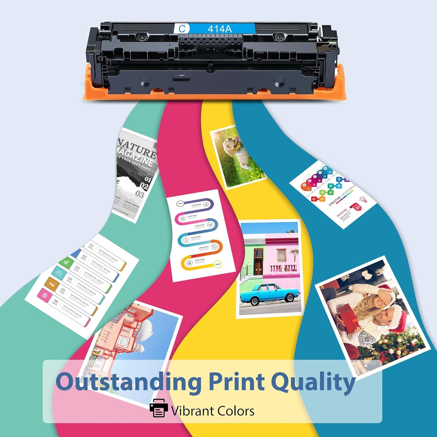 414A Toner Cartridges 4 Pack Compatible with HP 414A W2020A 414X W2020X Toner (with Chip) Works for Pro MFP M479fdw M454dw M454dn M455dn M479fdn Printer (1BK+1C+1M+1Y)