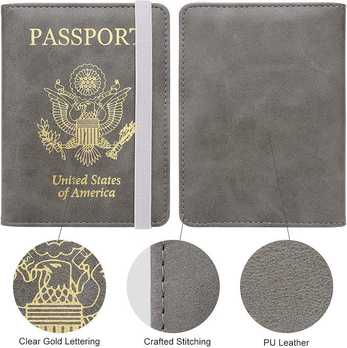 WALNEW Passport Holder for Travel, RFID Passport Cover Wallet for Women Men, PU Leather Passport Book Card Holder Case with Pen, Travelling Essentials for Flying | PU Leather Passport Cover Case with Pen Holder, Travel Must Haves Accessories, Passport ...