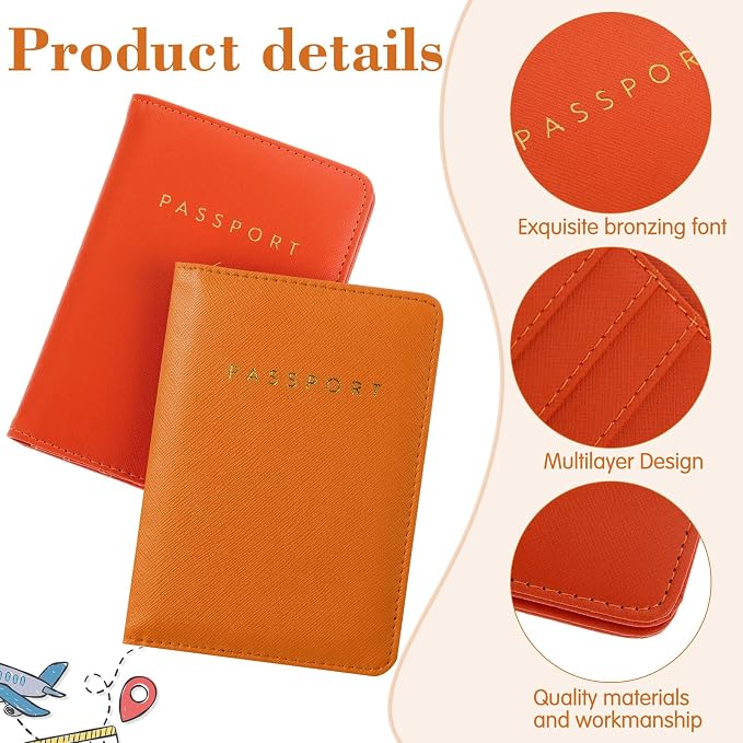 2 Pcs Passport Cover Holder for Travel Waterproof Leather Passport Wallet Case Book Travel Cruise Essentials for Women Men | 2 Pieces