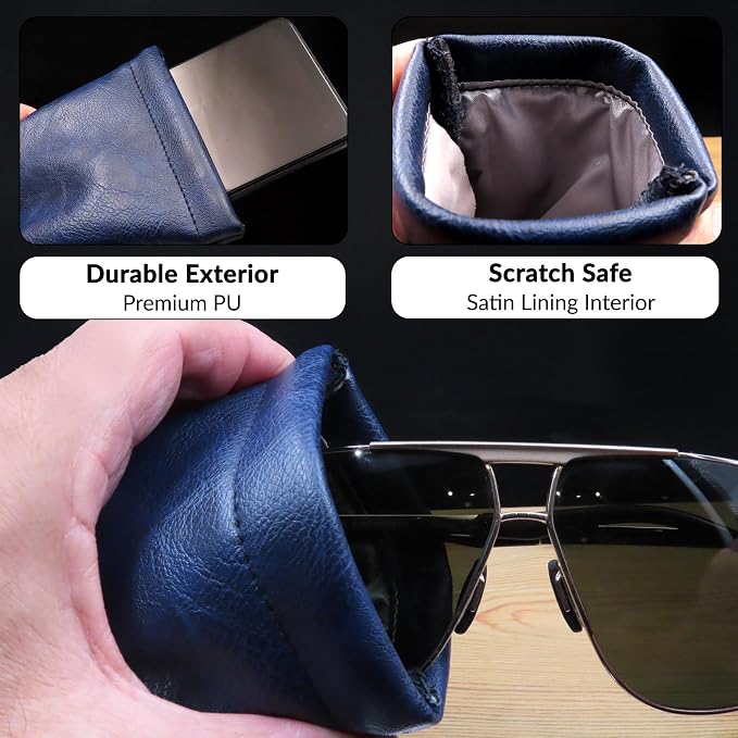 Soft Sunglasses case | Large Glasses Case Holder - Eyeglass Pouch Squeeze Top | Glasses pouch Lightweight Extra Layers