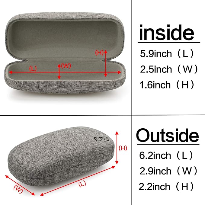 Vemiss Hard Shell Sunglasses Case, Large Linen Fabric Protective Glasses Case for Men Women