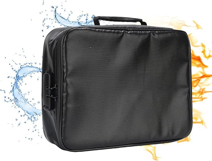 Fireproof Document Organizer Box, 5200°F Fireproof File Organizer Bag with Lock, Portable Safe Storage for Documents Hard Shell 8 Layer Case