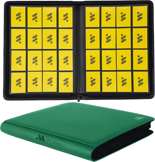 Card Binder 16 Pocket,Trading Card Binder Hold up to 1408 Cards with 44 Sleeves,Zipper Card Holder Album Compatible with TCG Card/Game Cards/Sports Card-Green