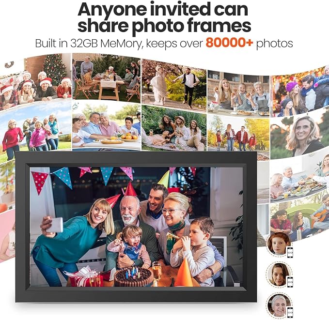 XElectron 15.6 Inch Large Digital Picture Frame, WiFi Digital Photo Frame with 32GB Storage and SD Card Slot/USB Port, Free Storage, 1920x1080 IPS FHD Touch Screen - Gift for Friends and Family