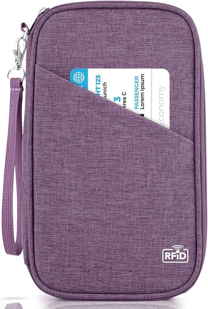 Passport Holder Family, Women Rfid Blocking Passport Wallet, Travel Essentials Premium Wallets, Waterproof Passport Holders Bag for Men Traveling, Travel Document Organizer Credit Cards Case