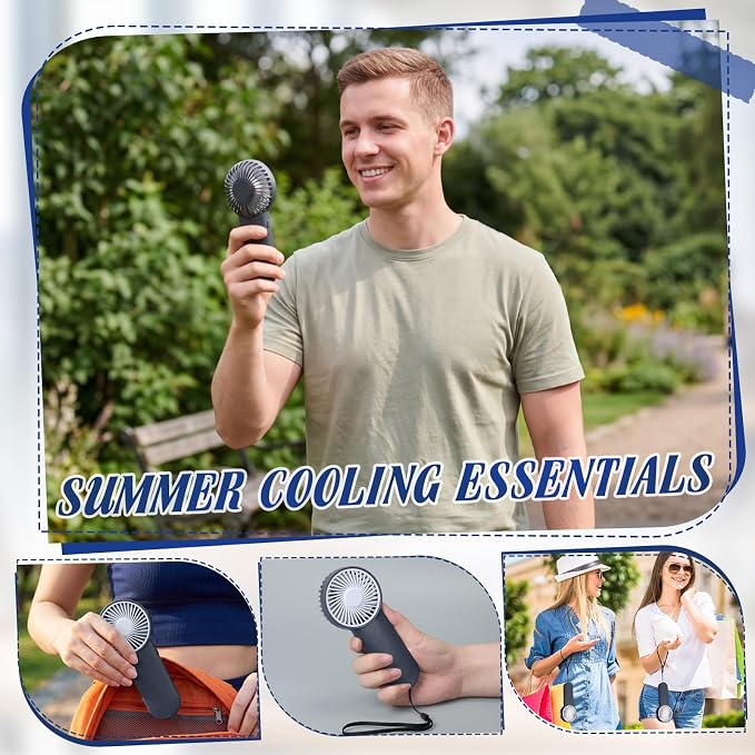 Sumind 6 Pcs Small Personal Portable Fan Mini Handheld Bulk 1 Speed Electric Cute Battery Powered for Neck Lash Makeup Women Men Travel Camping Indoor Outdoor Summer (Dark Gray)