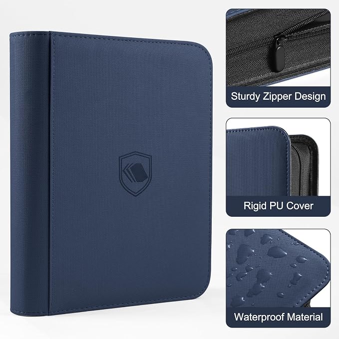Toploader Binder, Holds 360 Toploaders, 100 Toploaders INCLUDED, 9-Pocket PU Cover Top Loader Binder for 3" x 4" Rigid Toploader, Ringless Double-Sided Toploader Card Binder for TCG, Sport Cards
