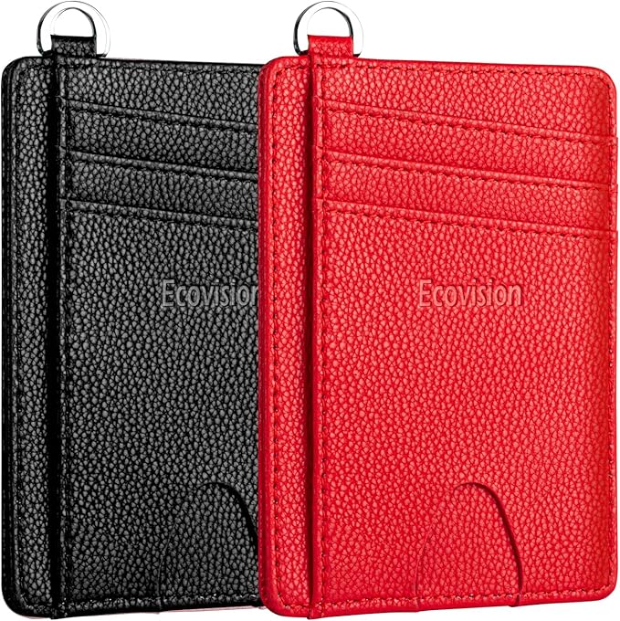 Slim Minimalist Front Pocket Wallet, RFID Blocking Credit Card Holder Wallet with Detachable D-Shackle for Men Women