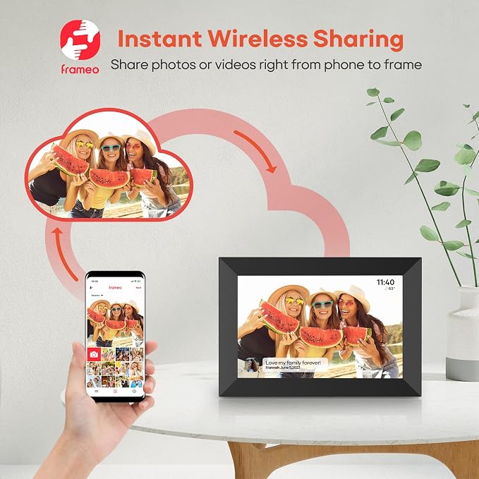 BIGASUO Digital Picture Frame, 10.1" Frameo Digital Frame WiFi with 32GB Memory, 1280x800 IPS Touch Screen, Send Photos/Videos from Your Phone Anywhere, Photo Gifts for Parents and Grandparents 2 Pack
