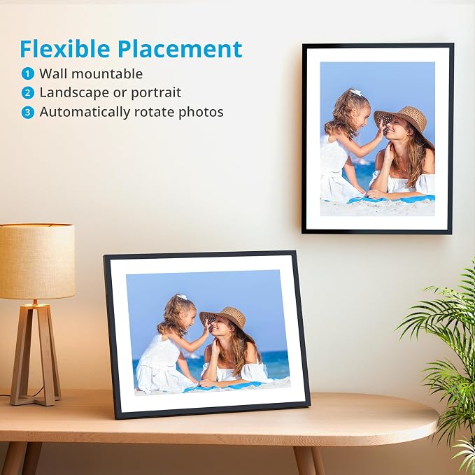 Dragon Touch Digital Picture Frame 16.7 inch 4:3 Touch Screen Large Digital Photo Frame Display, 32GB Storage Auto-Rotate, Easy Setup to Share Photos or Videos via Vphoto APP, Wall Mountable