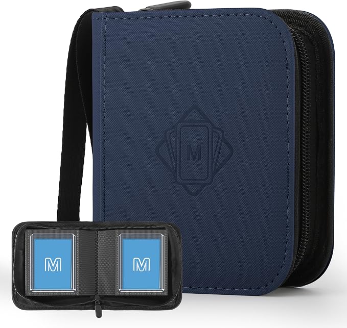 1 Pocket Toploader Binder Holds 40 Cards with 20 Sleeves Collectible Trading Card Album, for 3x4 Toploaders Hard Cases for TCG, MTG, Sports, Baseball, Football, Small Sports Card Book (1Dark Blue)