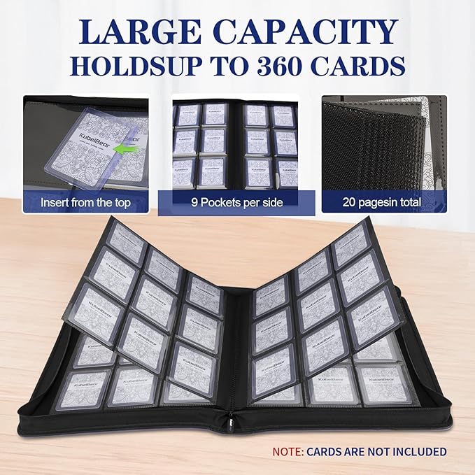 Toploader Binder – 360 Capacity, Zippered Trading Card Holder for MTG, Sports & Collectible Cards – Acid-Free, Durable & Travel-Friendly Storage (Orange dots, Toploader Binder)