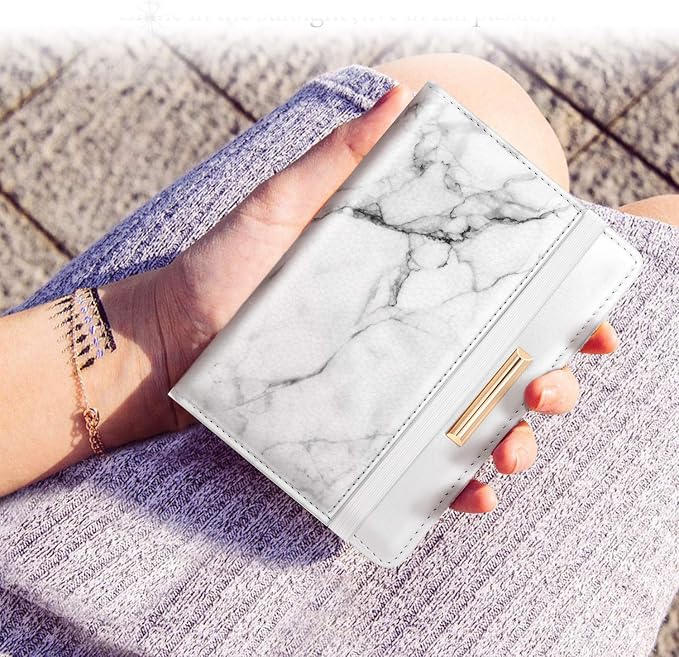 Coco Rossi Passport Holder for Travel Women Slim RFID Passport Cover Wallet | Travel Essentials, Passport Book Holders, Passport Wallet Cover Case, PU Leather, Cute, Thin, Spliced Design, White Marble