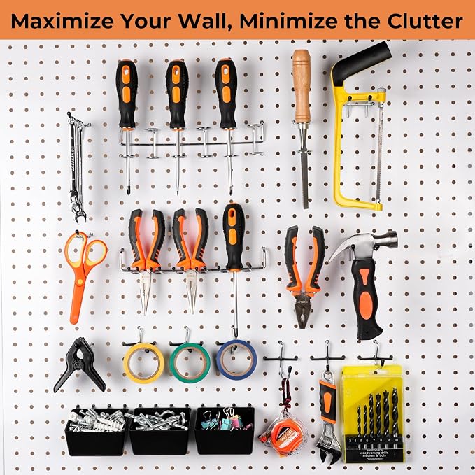 INCLY 120PCS Pegboard Accessories Organizer Kit with Peg Borad Hooks & Bins | Peg Board Hooks Assortment, For Organizing Various Tools, Fit 1/8 or 1/4 inch Pegboard, For Garage Hanging & Storage Tools