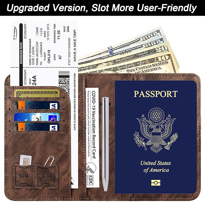 LOHASLIFE Passport Holder for Travel Essentials, Passport Cover Wallet | Leather Rfid Blocking Card Case, Travel Accessories, Vacation Luggage Must Haves, for Men Women