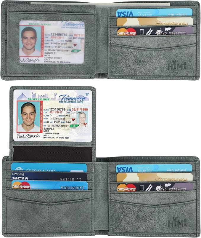 HIMI Wallet for Men-Genuine Leather RFID Blocking Bifold Stylish Wallet With 2 ID Window