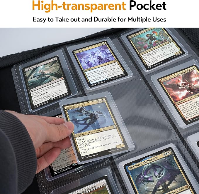 Top Loader Binder for Cards (Clear Window), Holds 288 Cards in 3"x4" Toploaders, Trading Card Binder 9 Pocket for TCG, MTG, YGO, Game Cards, Sports Cards(Black)