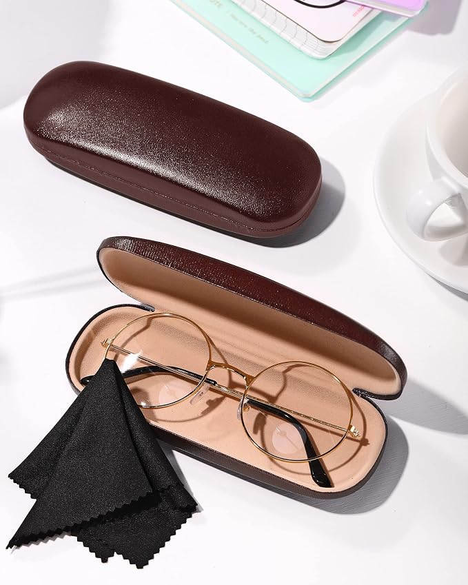 Frienda 3 Pieces Hard Shell Glasses Case Eyeglass Case Protective Sunglass Holder with Cleaning Cloth for Men Women Unisex