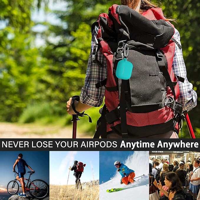 Compatible with AirPods 3 Case Cover, Silicone Protective Accessories Skin with Keychain Compatible with Apple AirPod 3rd Generation 2021 for Women Men Girls Boys,Front LED Visible,Teal