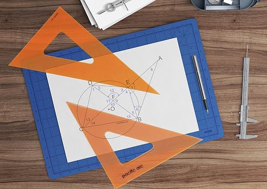 Pacific Arc's Scholastic Triangle - 10 inch - Fluorescent - 30/60 Angle - Polystyrene - Inking Edge - Technical Drawing Tools, Drafting, Architect and Engineering.