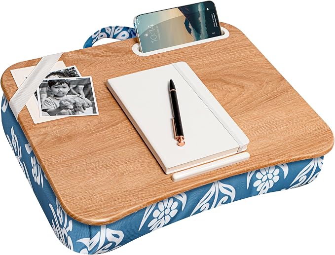 LAPGEAR Designer Lap Desk – Floral Bock Print, 2-Pack with Storage Basket