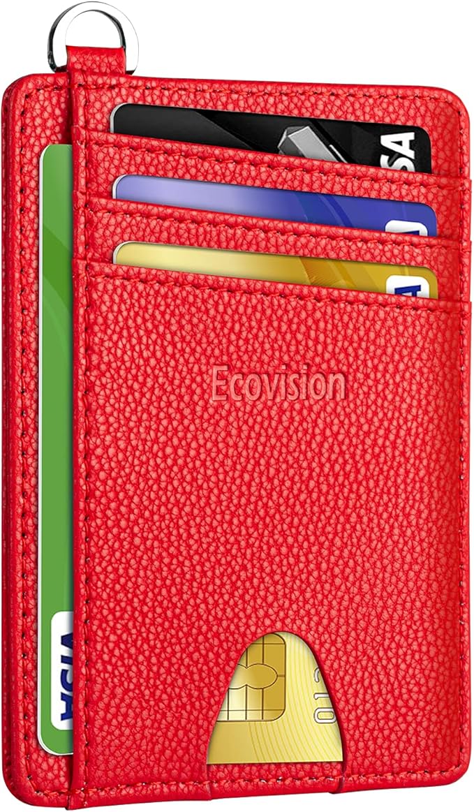 Slim Minimalist Front Pocket Wallet, RFID Blocking Credit Card Holder Wallet with Detachable D-Shackle for Men Women