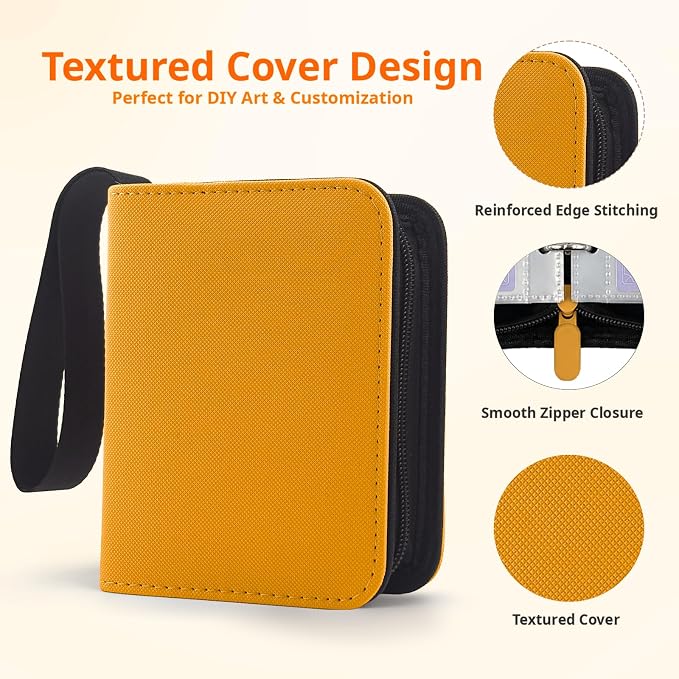 1 Pocket Card Binder with Zipper, 100 Pockets Mini Trading Card Album, Premium PU Leather Single Card Binder, Small Display Folder for TCG & Sports Cards