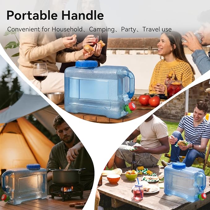 Drink Water Dispenser for Fridge - 3 Gallon Beverage Dispenser with Leak-Proof Spigot, Portable Food-grade Water Jug Container with Spout Handle for Kitchen Refrigerator Outdoor Camping Hiking, Blue