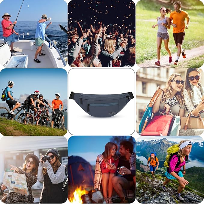 MAXTOP Large Fanny Pack for Men Women Sling Bag with 4-Zipper Pockets | 4-Zipper Pockets,Polyester,Hands-Free Wallets Shoulder Phone Bag Carrying All Phones
