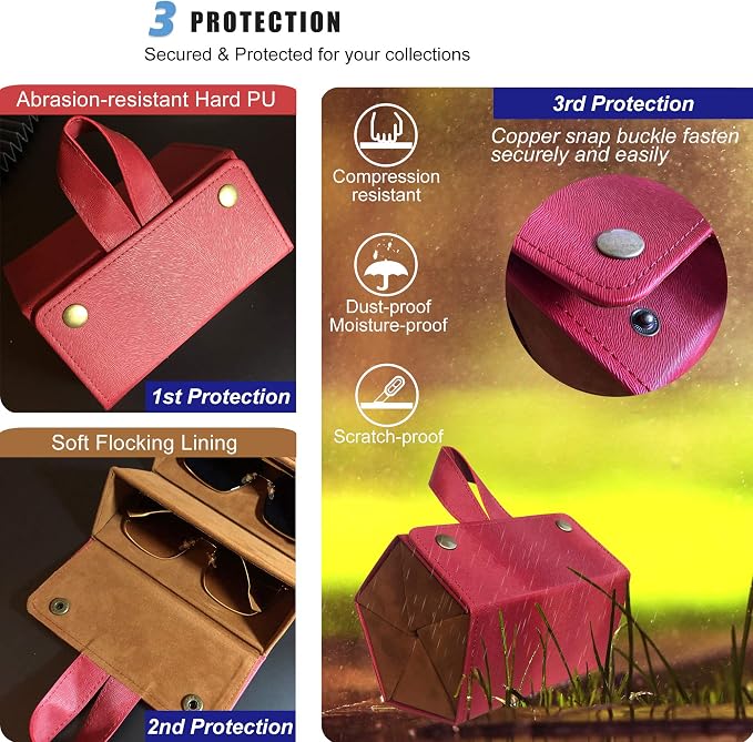 Longjet Sunglasses Organizer Travel Glasses Case 5 Slots Multiple Pairs Eyeglasses Storage Box Hanging Eyewear Holder