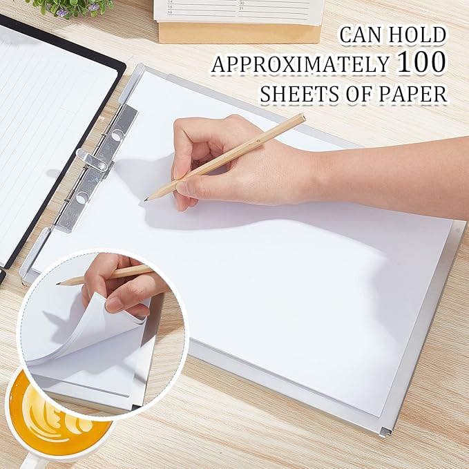 Henoyso 2 Pcs Metal Storage Clipboard Bulk Heavy Duty Aluminum Clip Board for Teacher Contractor Medical Construction Office School Classroom, 12.6x9.2x1 Inch, Fit Letter Size 8.5x11 Inch Paper