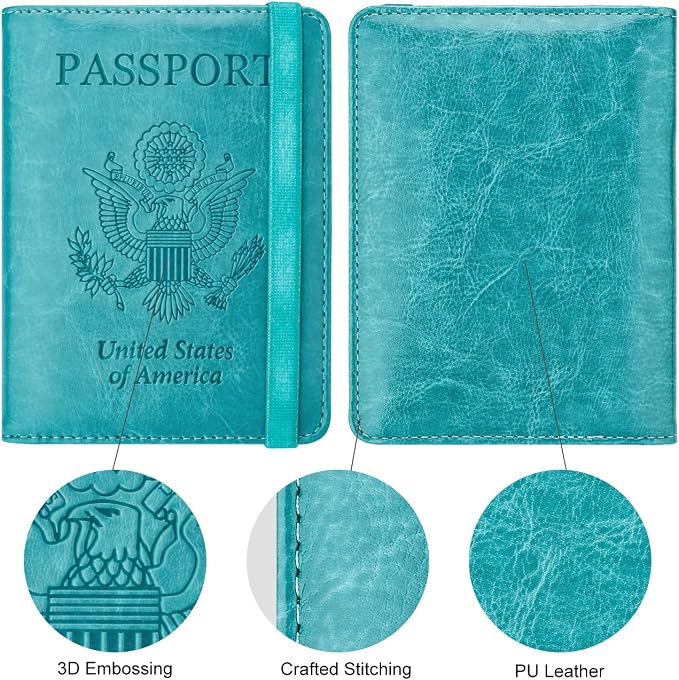 WALNEW Passport Holder for Travel, RFID Passport Wallet, Travel Essentials | PU Leather Passport Cover Case with Pen Holder, Travel Must Haves Accessories, Passport Book Holder for Women Men