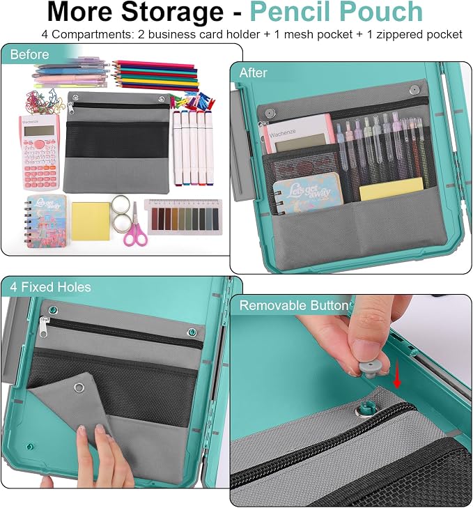 Clipboard, Clipboard with Storage, Heavy Duty Clip Boards 8.5x11, Protective Over Molded Edge, Plastic Clipboards, Contractor Folder with Internal Pen Pouch for Driver (Light Green)