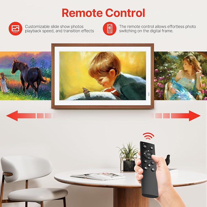 FANGOR 21.5" Large Digital Picture Frame 64GB, WiFi Photo Frame 1920x1080 FHD IPS Display with Remote Control, Auto-Rotate, Wall Mounted, Share Photos/Videos Via Uhale App/USB/SD (No Touch Screen)