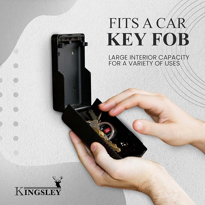 Kingsley Key Realtor Lock Box - Guard-a-Key, Secure Weatherproof Key Box Wall Mount for Indoors and Outdoors, 4 Digit Resettable Combination Code, Large Capacity for Storing Spare Keys