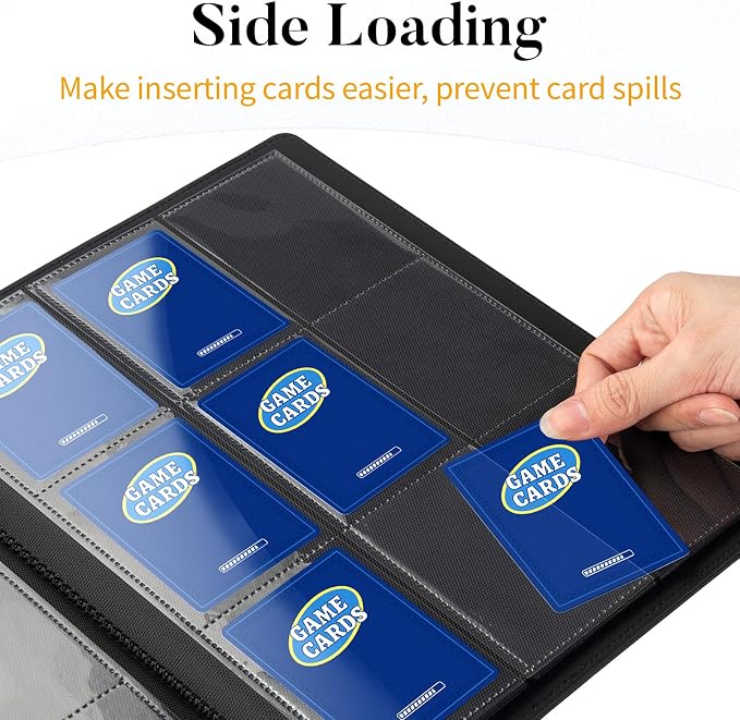 Heavy Duty Card Binder, Fabmaker 9 Pocket Trading Card Binder Holds 360 Cards, Sleek Side-Loading Card Album, Sturdy Card Collection Folder for Game Cards, Sport Cards, Pink