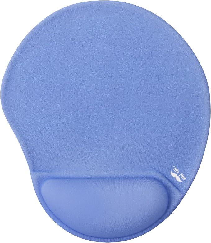Mr. Pen- Ergonomic Mouse Pad with Wrist Rest | Dusky Blue-Purple Breathable Fabric with Memory Foam Cushion, Non-Slip Rubber Base, Gel Mouse Pad with Wrist Support