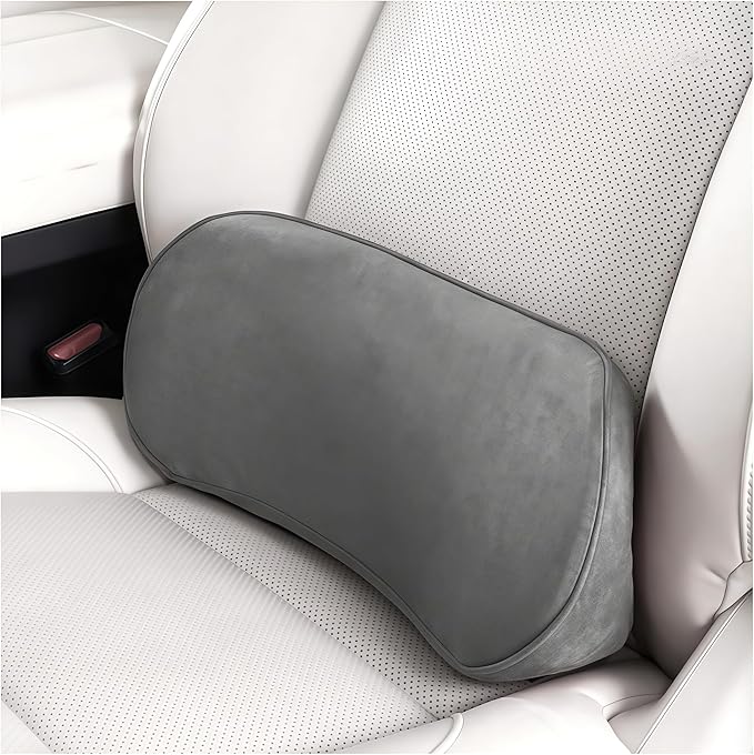 Zpana Car Lumbar Support Pillow, Memory Foam Back Cushion, Dark Gray | Memory Foam Lumbar Support Pillow, Lower Back Pain Relief & Sciatica, Comfortable Driver Seat Pad, Universal Seat Cushion