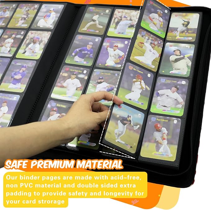 Premium Card Binder 16 Pocket, 1000+ Cards PU Cover Trading Card Binder Side Loading Card Collection Album Holder Folders for MTG, TCG, Game Cards & Sports Cards, Kpop (black)