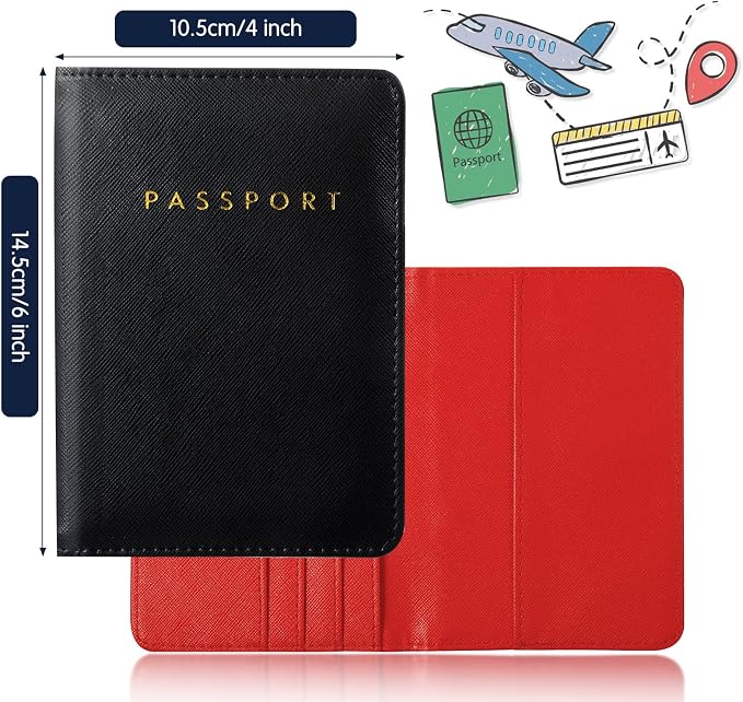 2 Pcs Passport Cover Holder for Travel Waterproof Leather Passport Wallet Case Book Travel Cruise Essentials for Women Men | 2 Pieces