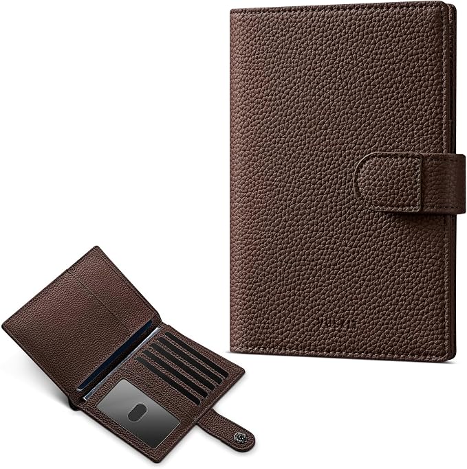 VULKIT Dual Passport Wallet for 2 Passports Airtag Holder RFID Blocking Travel Wallets