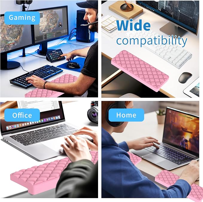 MEKASS L-Shaped Desk Elbow Pad for Desk, Memory Foam Elbow Support Padding with Non-Slip, Ergonomic Desk Edge Cushion, Wrist Comfort Support for Office Home 2 Pcs (Diamond Pink)